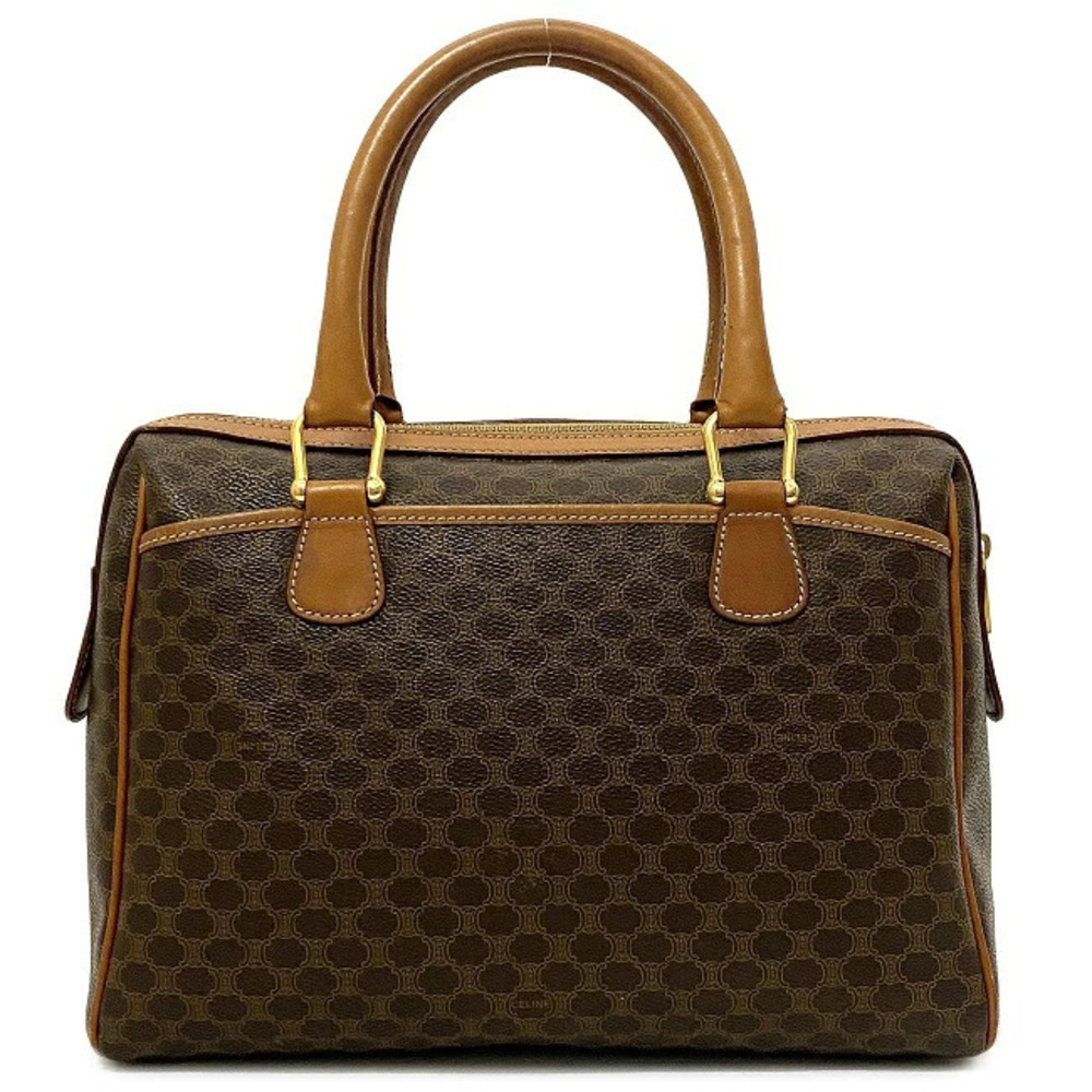 Celine Boston Bag Brown Macadam Handbag All over Zipper Exterior Pocket - Picture 3 of 10